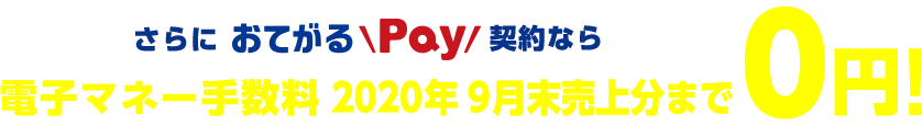 さらにおてがるPay契約なら電子マネー手数料2020年9月末売上分まで0円!※一部対象外の電子マネーがございます
