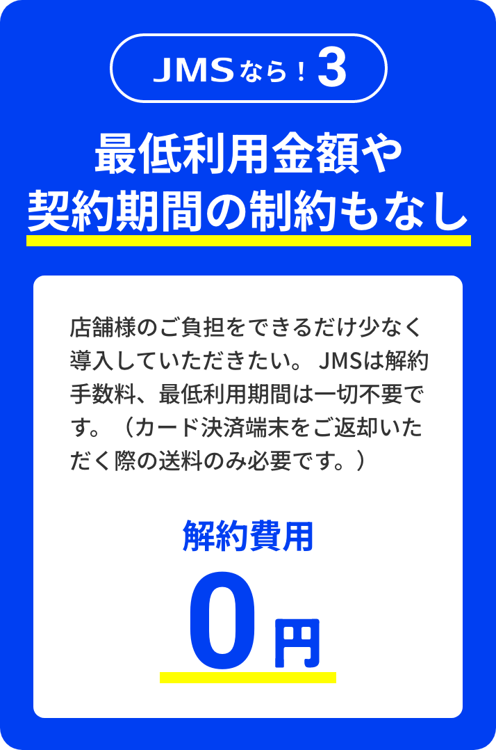 JMSなら！3 最低利用金額や契約期間の制約もなし
