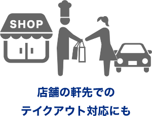 店舗の軒先でのテイクアウト対応にも