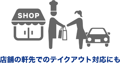 店舗の軒先でのテイクアウト対応にも